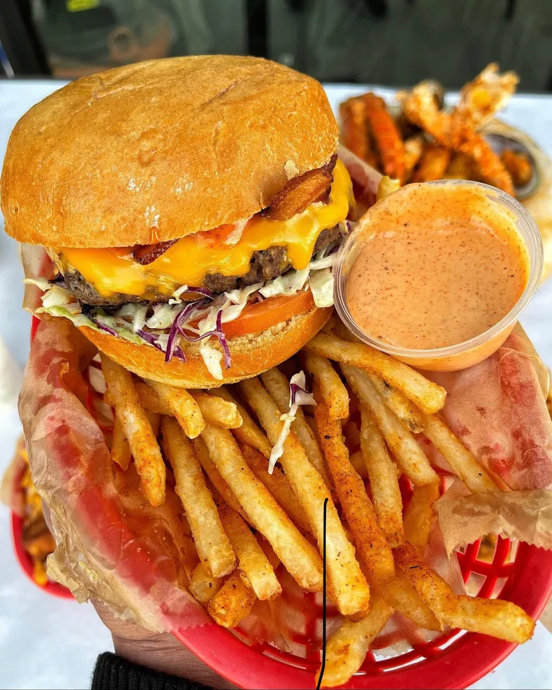 Crab Shack Burger with Fries 1